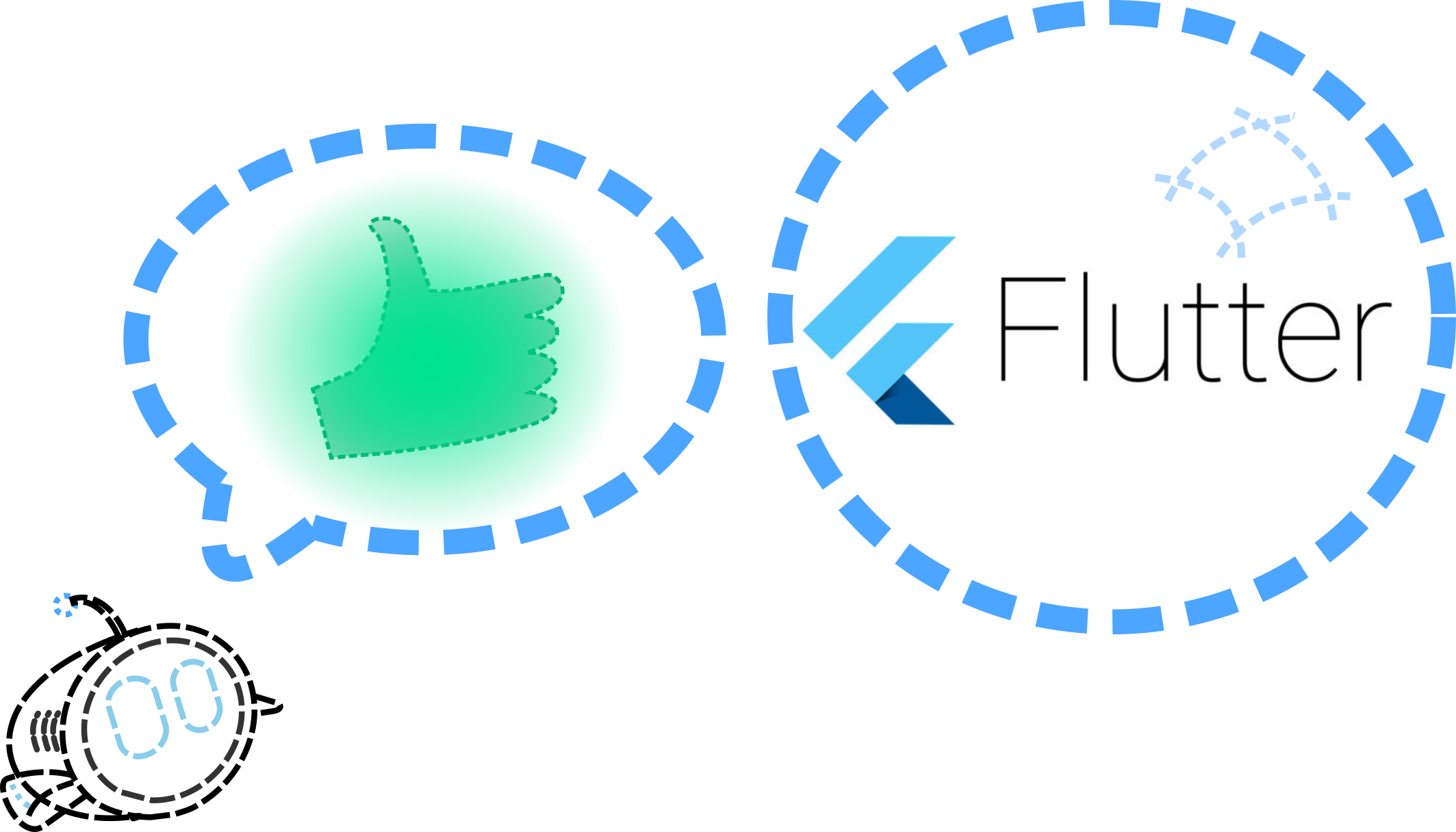 Robofish expressing approval for the Flutter framework